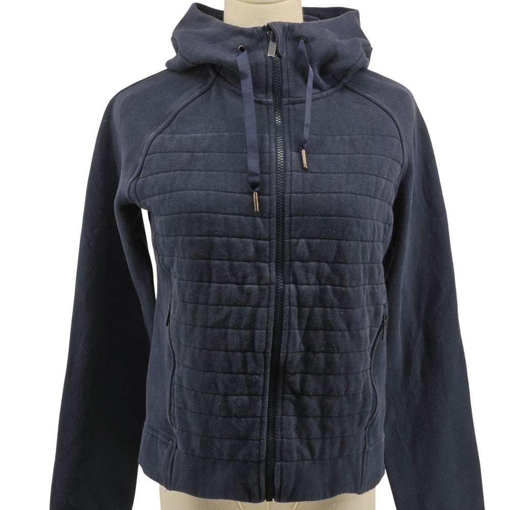 Lululemon Hoodie Womens 4 Blue Full Zip Fleece Hooded Pockets Quilted Slim Logo